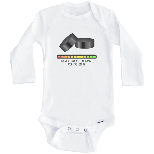 Hockey Skills Loading Please Wait Funny Baby Onesie (Long Sleeves)