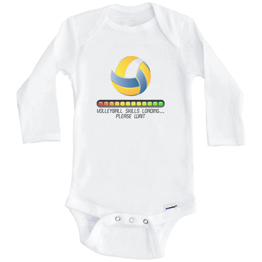 Volleyball Skills Loading Please Wait Funny Baby Onesie (Long Sleeves)