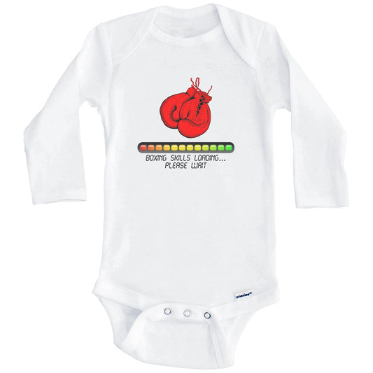 Boxing Skills Loading Please Wait Funny Baby Onesie (Long Sleeves)