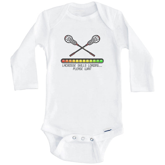 Lacrosse Skills Loading Please Wait Funny Baby Onesie (Long Sleeves)