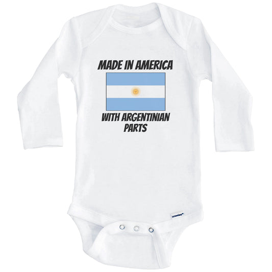 Made In America With Argentinian Parts Argentina Flag Funny Baby Onesie (Long Sleeves)