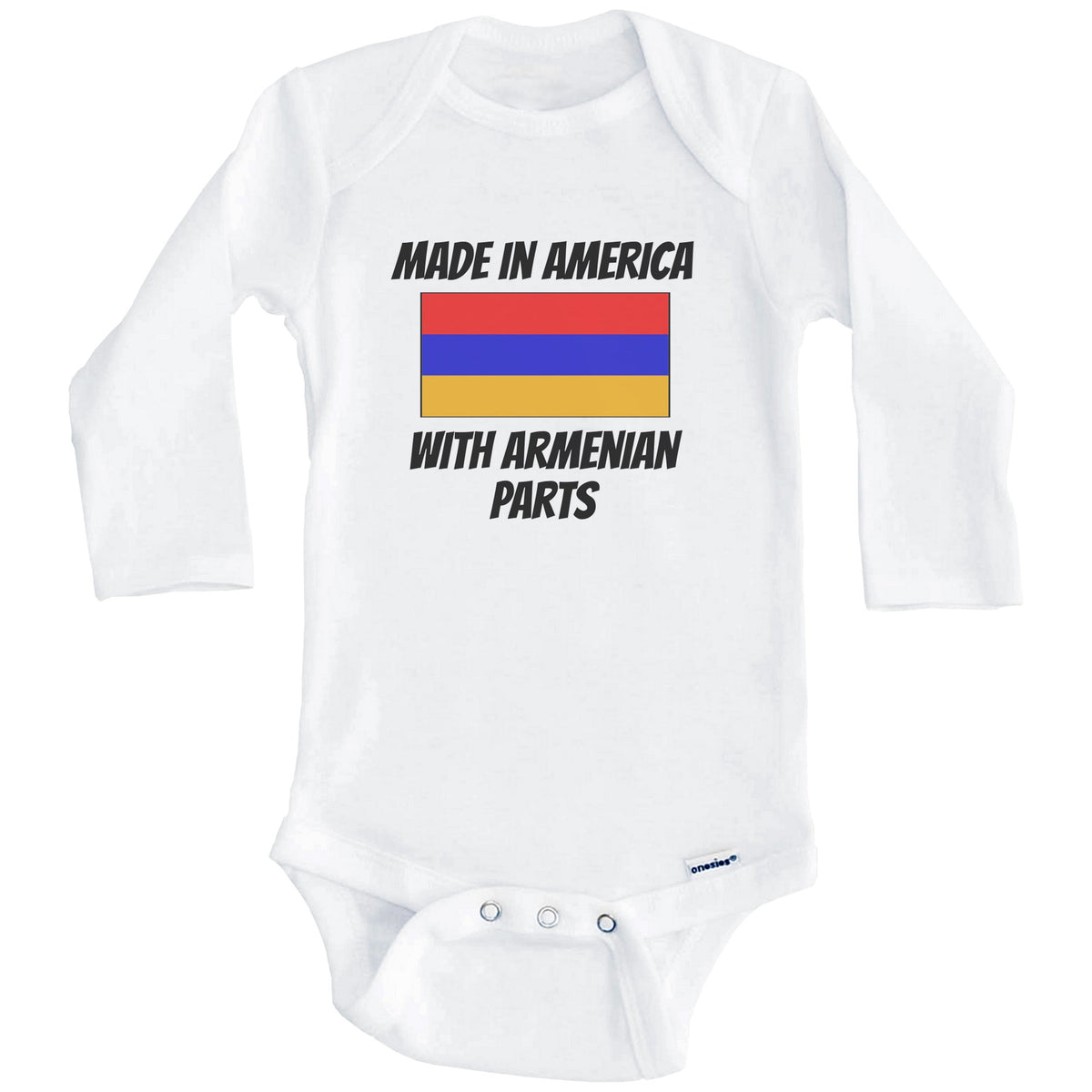 Made In America With Armenian Parts Armenia Flag Funny Baby Onesie (Long Sleeves)