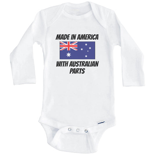 Made In America With Australian Parts Australia Flag Funny Baby Onesie (Long Sleeves)