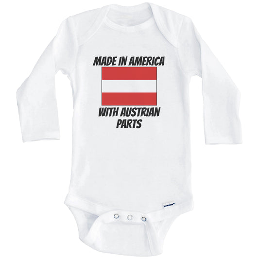 Made In America With Austrian Parts Austria Flag Funny Baby Onesie (Long Sleeves)