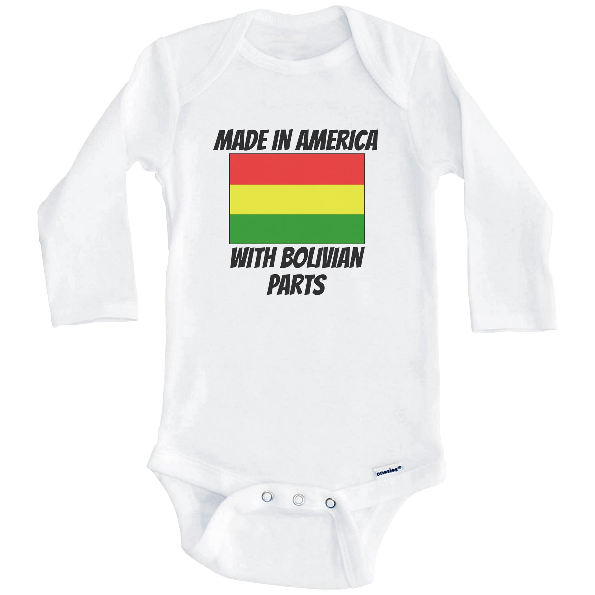 Made In America With Bolivian Parts Bolivia Flag Funny Baby Onesie (Long Sleeves)