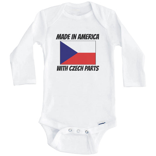 Made In America With Czech Parts Czech Republic Flag Funny Baby Onesie (Long Sleeves)