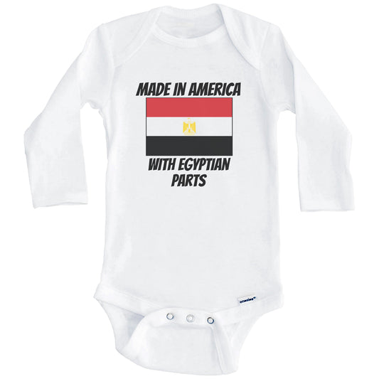 Made In America With Egyptian Parts Egypt Flag Funny Baby Onesie (Long Sleeves)