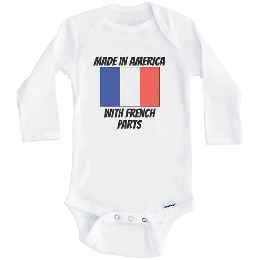 Made In America With French Parts France Flag Funny Baby Onesie (Long Sleeves)