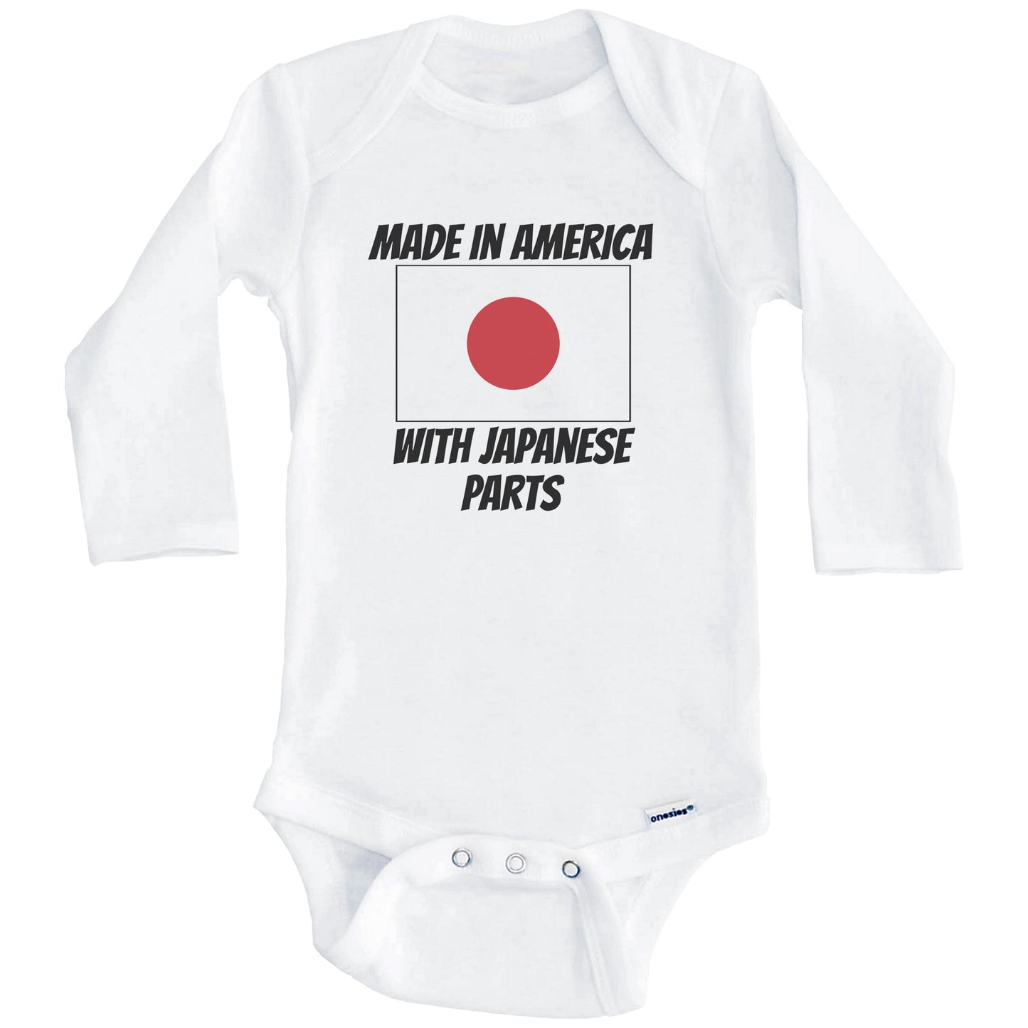 Made In America With Japanese Parts Japan Flag Funny Baby Onesie (Long Sleeves)