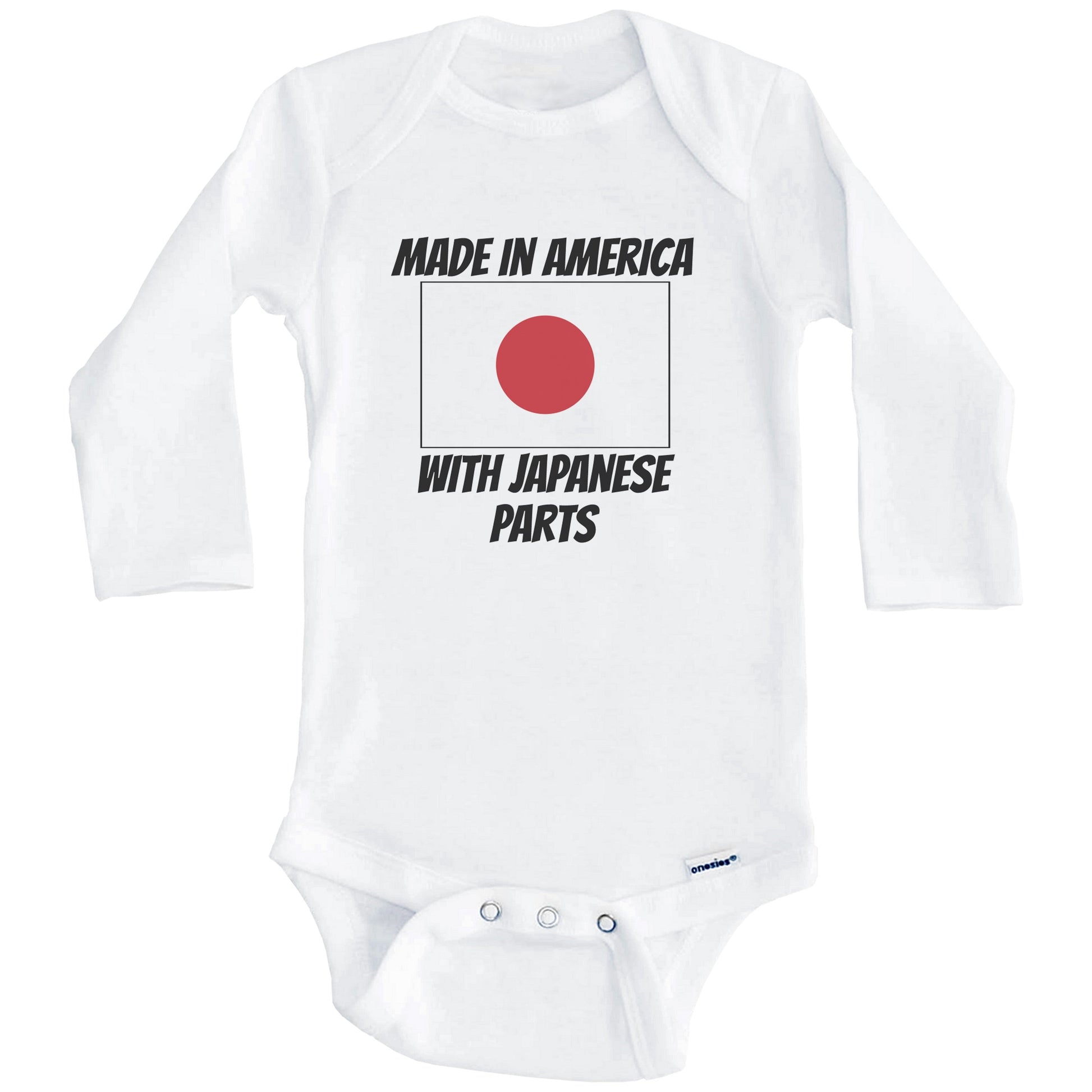 Made In America With Japanese Parts Japan Flag Funny Baby Onesie (Long Sleeves)