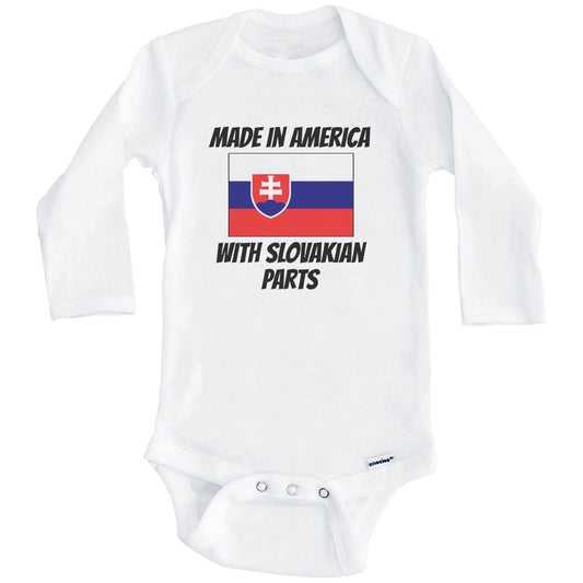 Made In America With Slovakian Parts Slovakia Flag Funny Baby Onesie (Long Sleeves)