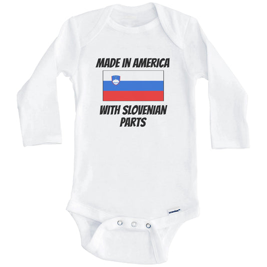 Made In America With Slovenian Parts Slovenia Flag Funny Baby Onesie (Long Sleeves)