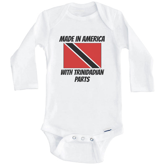 Made In America With Trinidadian Parts Trinidad and Tobago Flag Funny Baby Onesie (Long Sleeves)
