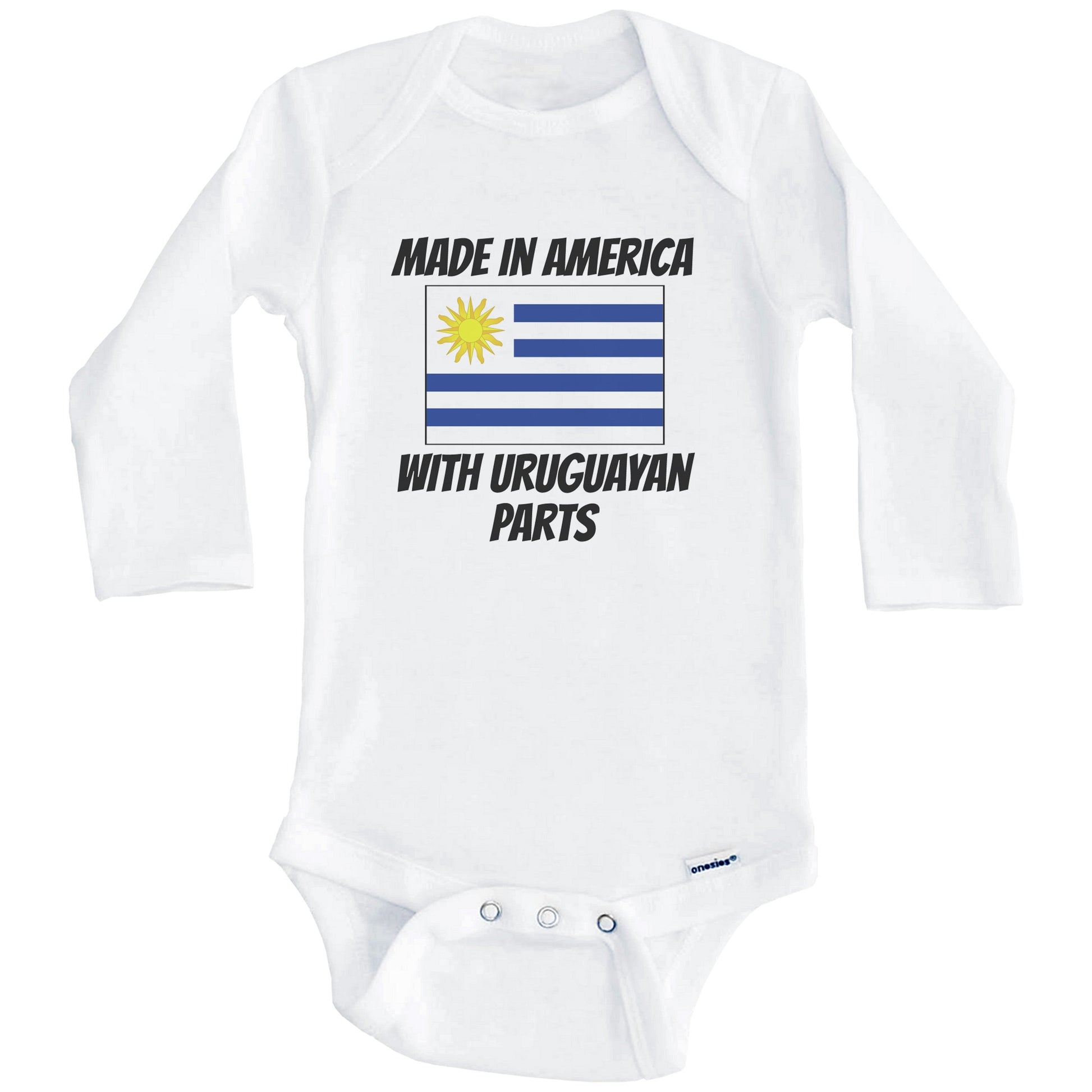 Made In America With Uruguayan Parts Uruguay Flag Funny Baby Onesie (Long Sleeves)
