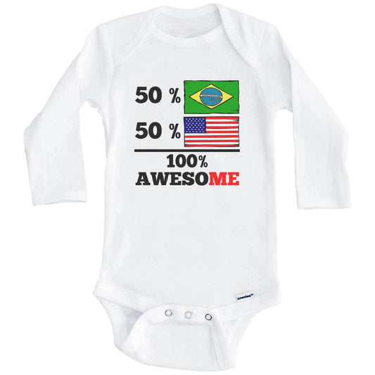 Half Brazilian Half American 100% Awesome Baby Onesie (Long Sleeves)