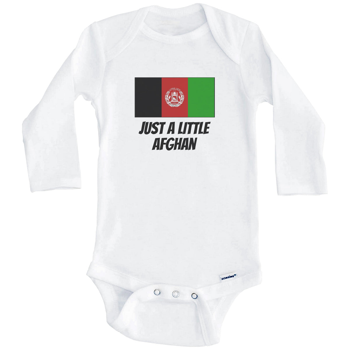 Just A Little Afghan Cute Afghanistan Flag Baby Onesie (Long Sleeves)