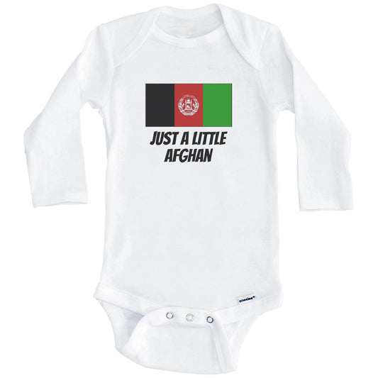 Just A Little Afghan Cute Afghanistan Flag Baby Onesie (Long Sleeves)