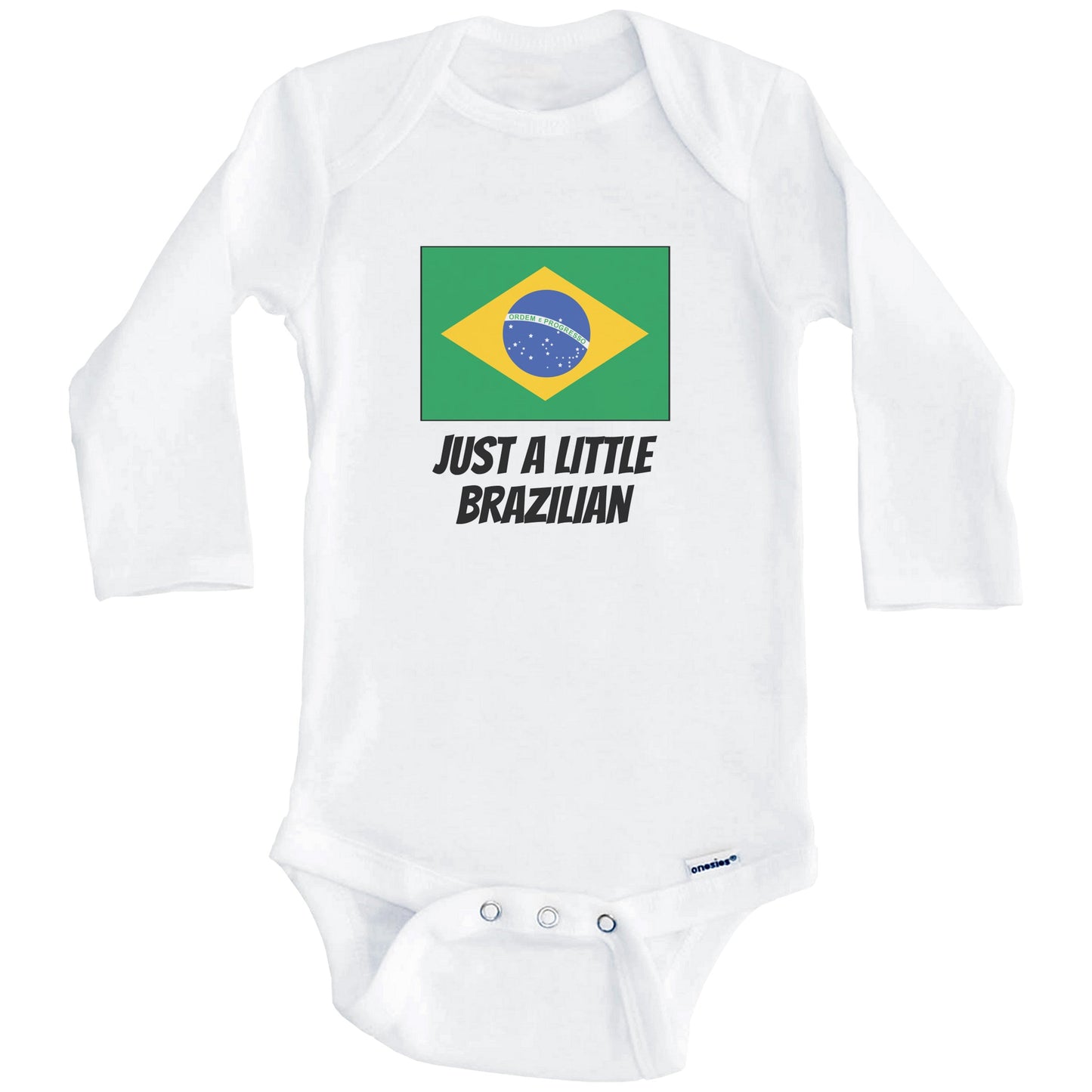 Just A Little Brazilian Cute Brazil Flag Baby Onesie (Long Sleeves)
