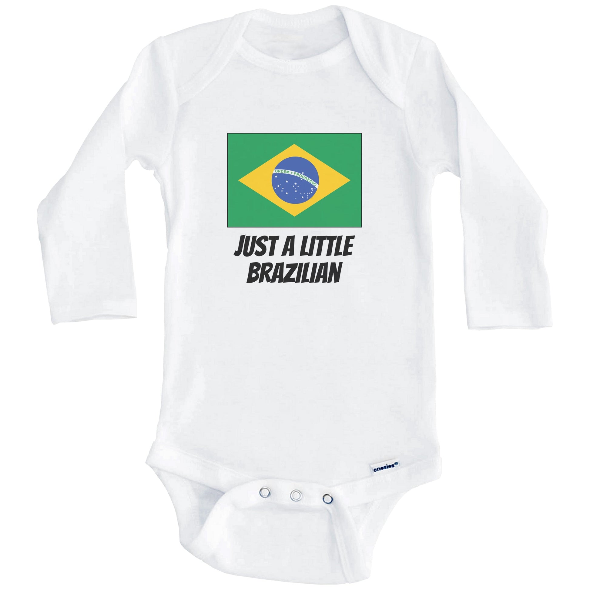Just A Little Brazilian Cute Brazil Flag Baby Onesie (Long Sleeves)