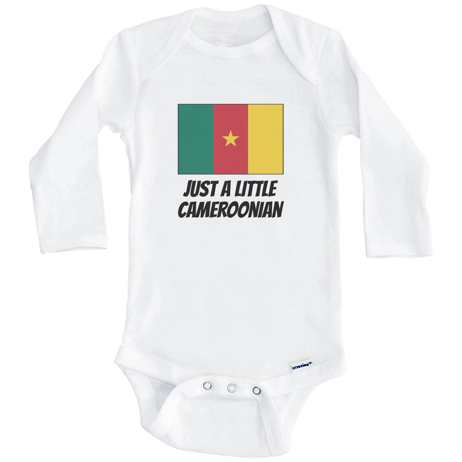 Just A Little Cameroonian Cute Cameroon Flag Baby Onesie (Long Sleeves)