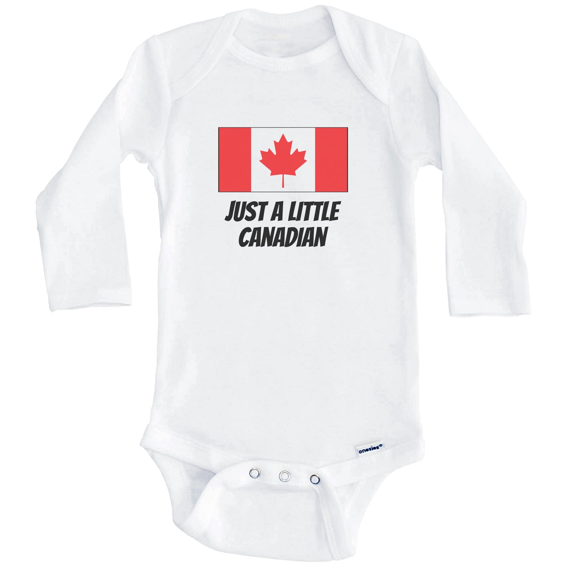Just A Little Canadian Cute Canada Flag Baby Onesie (Long Sleeves)