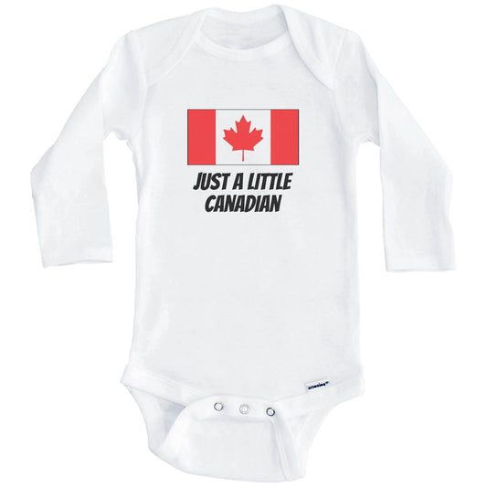 Just A Little Canadian Cute Canada Flag Baby Onesie (Long Sleeves)