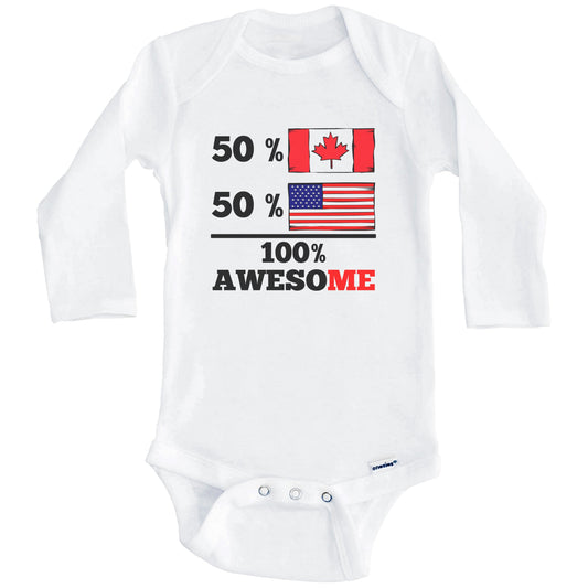 Half Canadian Half American 100% Awesome Baby Onesie (Long Sleeves)
