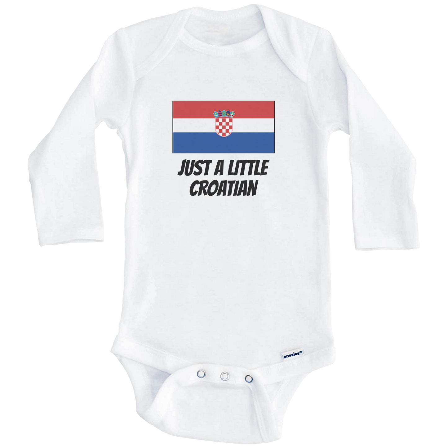 Just A Little Croatian Cute Croatia Flag Baby Onesie (Long Sleeves)