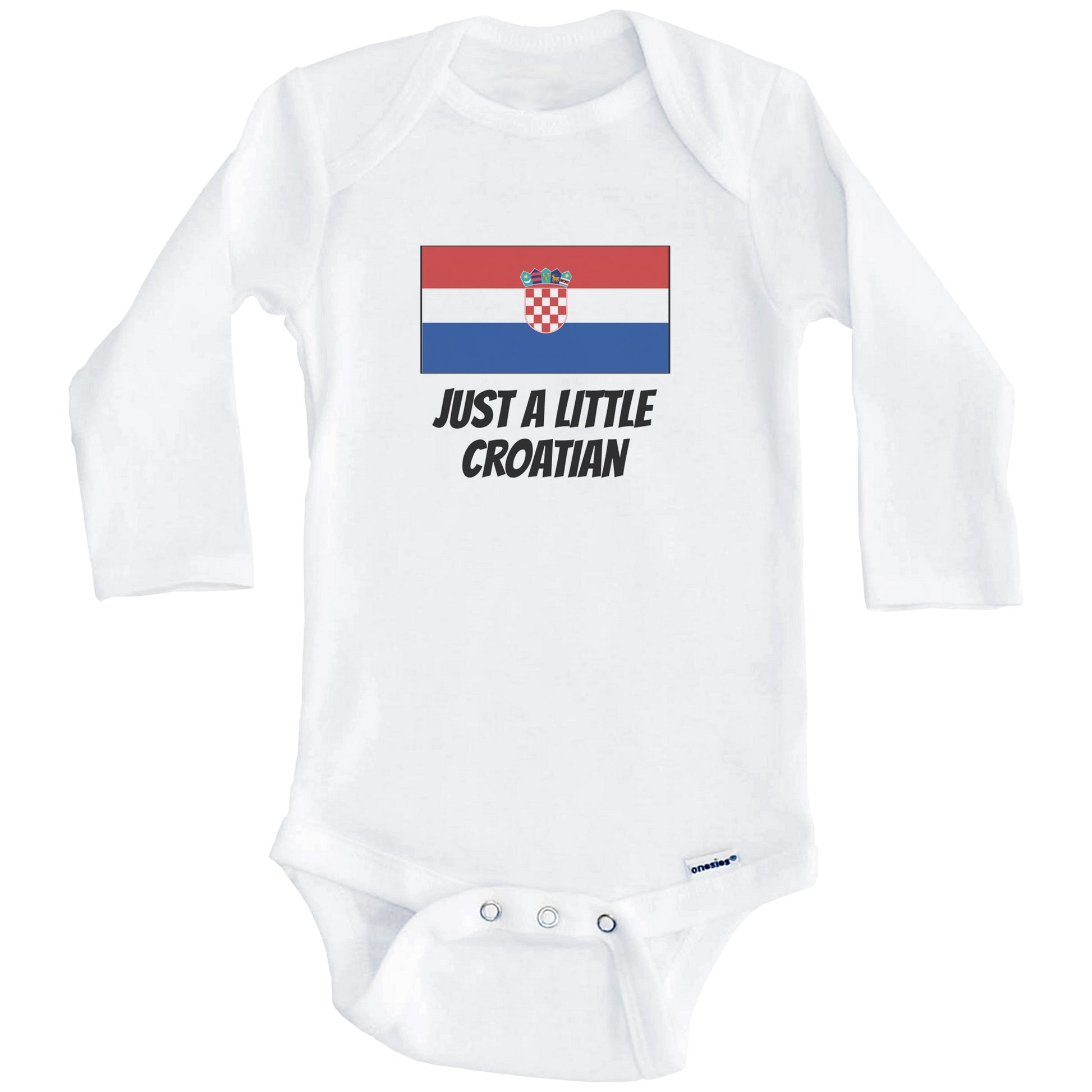 Just A Little Croatian Cute Croatia Flag Baby Onesie (Long Sleeves)
