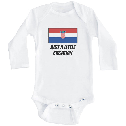 Just A Little Croatian Cute Croatia Flag Baby Onesie (Long Sleeves)