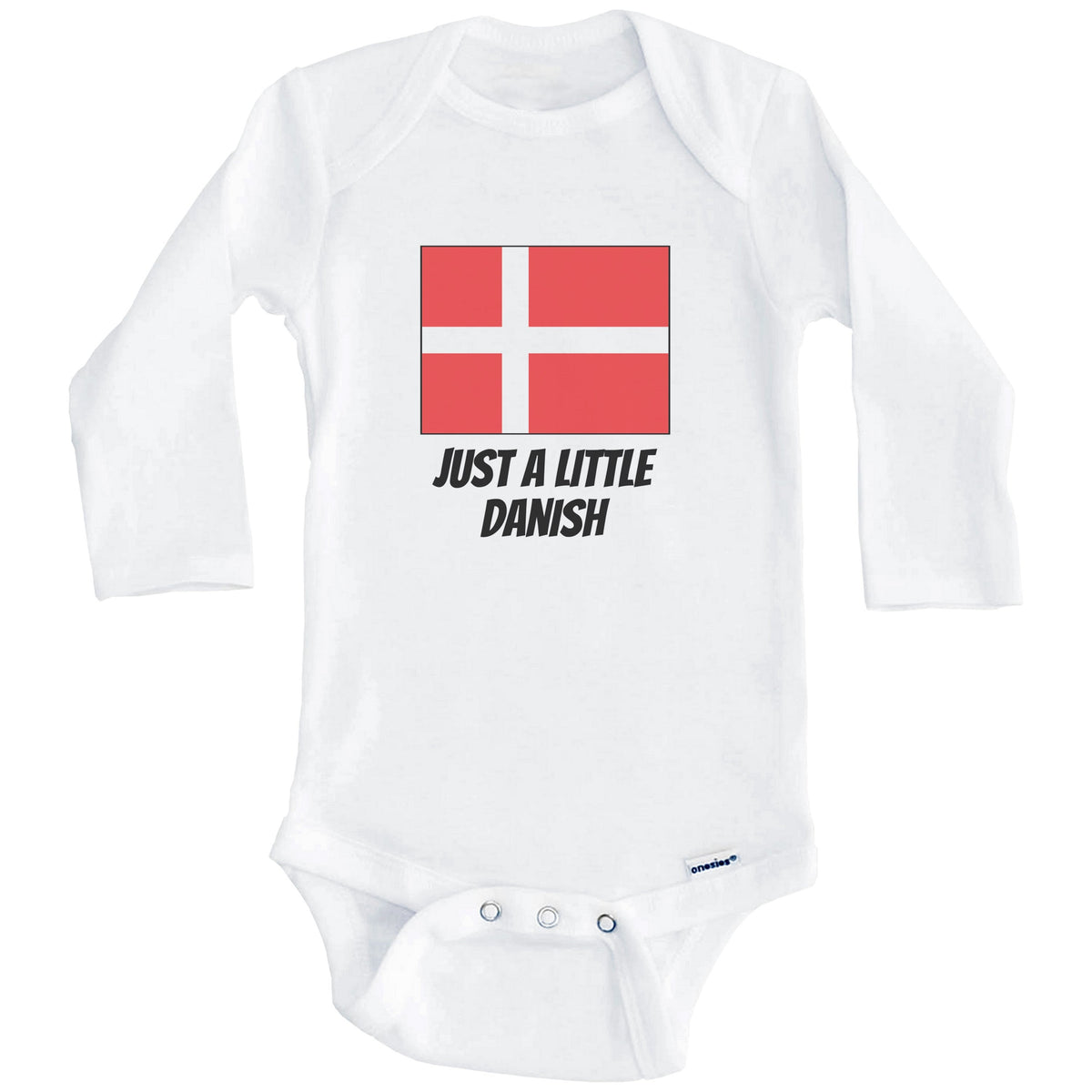 Just A Little Danish Cute Denmark Flag Baby Onesie (Long Sleeves)