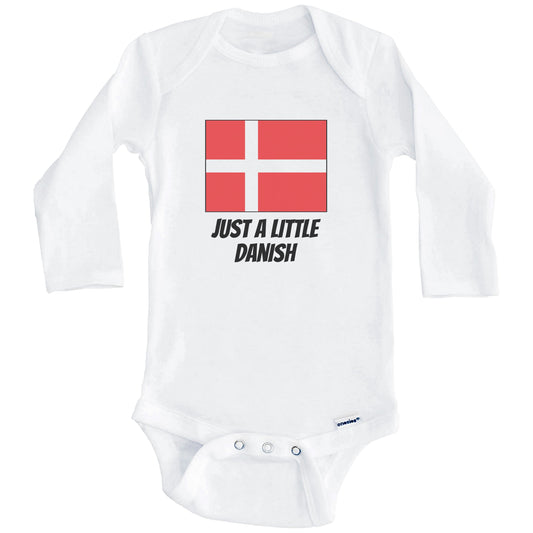 Just A Little Danish Cute Denmark Flag Baby Onesie (Long Sleeves)