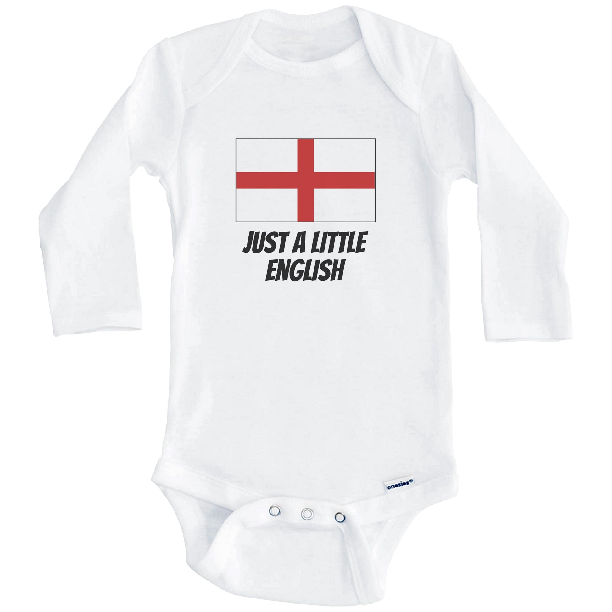 Just A Little English Cute England Flag Baby Onesie (Long Sleeves)