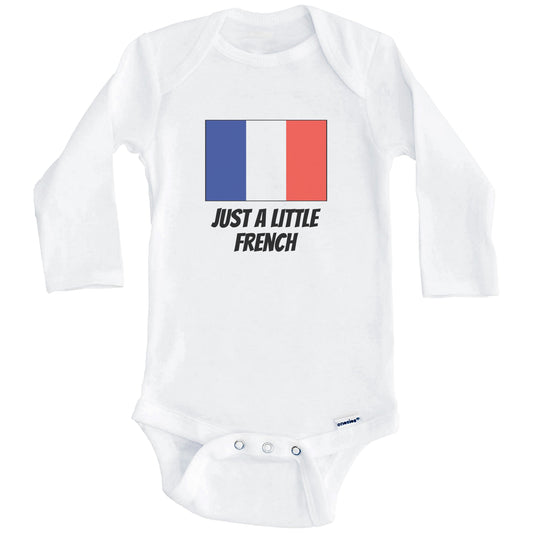 Just A Little French Cute France Flag Baby Onesie (Long Sleeves)