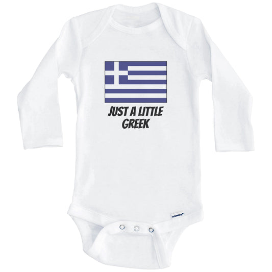 Just A Little Greek Cute Greece Flag Baby Onesie (Long Sleeves)