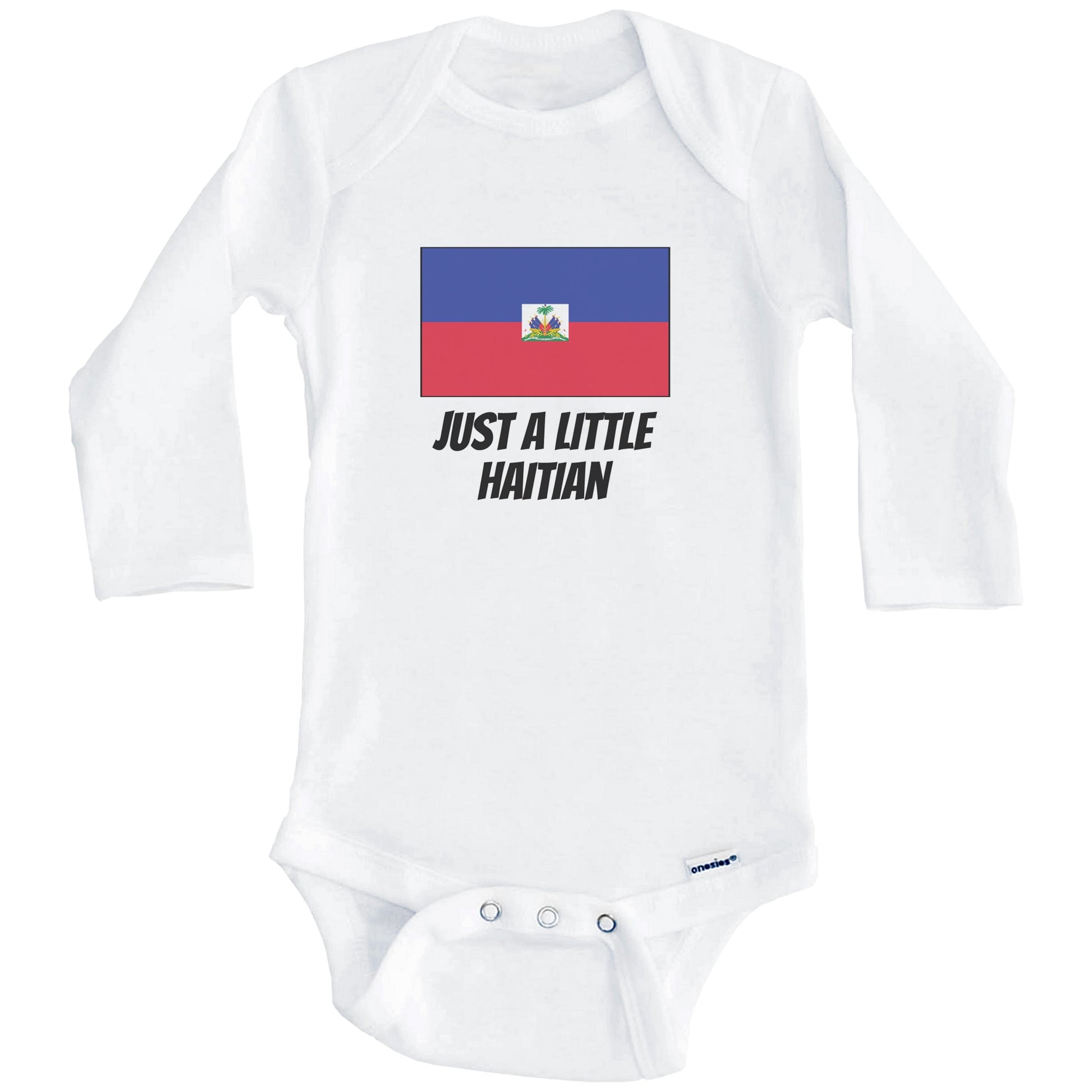 Just A Little Haitian Cute Haiti Flag Baby Onesie (Long Sleeves)