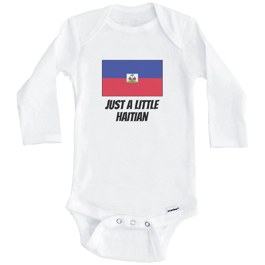 Just A Little Haitian Cute Haiti Flag Baby Onesie (Long Sleeves)