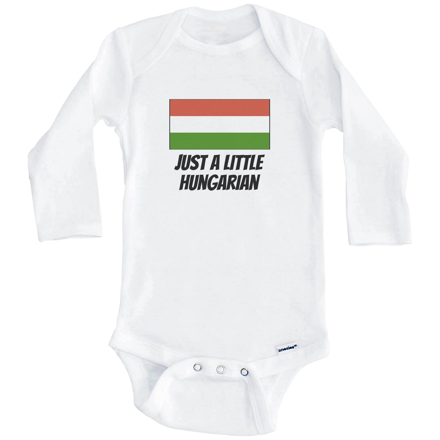Just A Little Hungarian Cute Hungary Flag Baby Onesie (Long Sleeves)