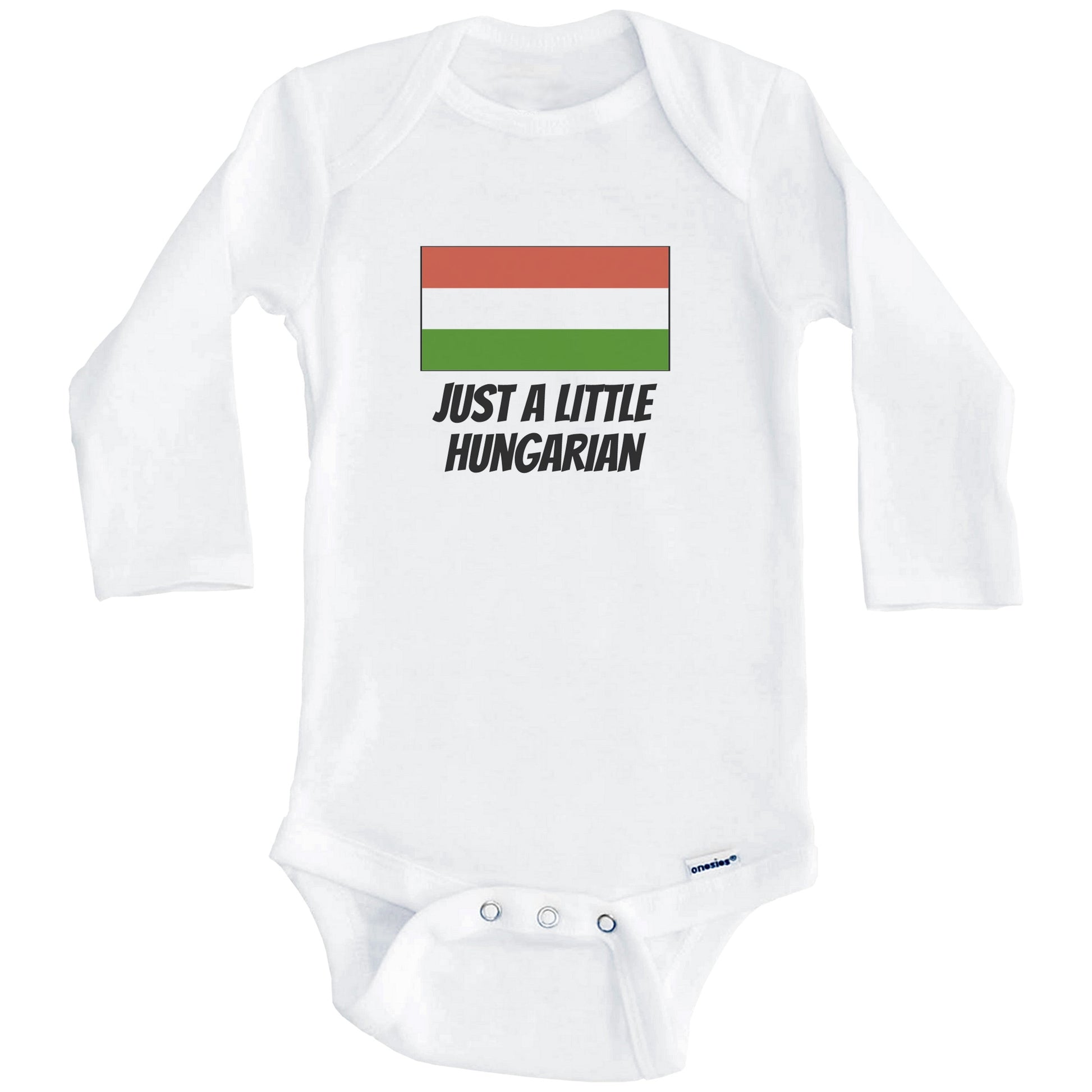 Just A Little Hungarian Cute Hungary Flag Baby Onesie (Long Sleeves)