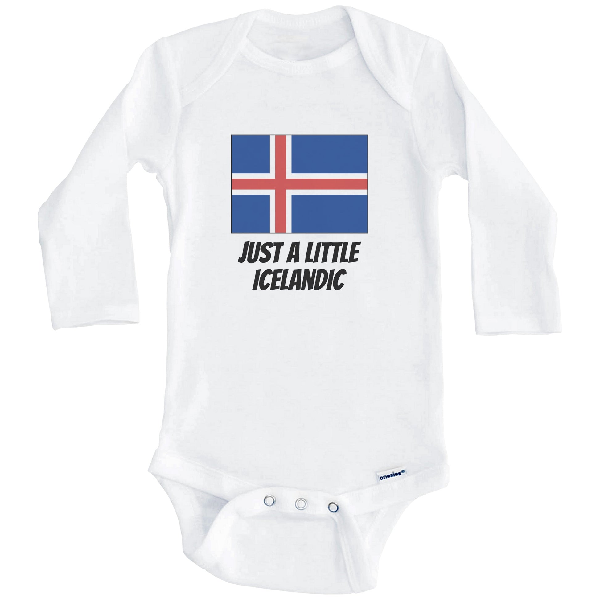 Just A Little Icelandic Cute Iceland Flag Baby Onesie (Long Sleeves)
