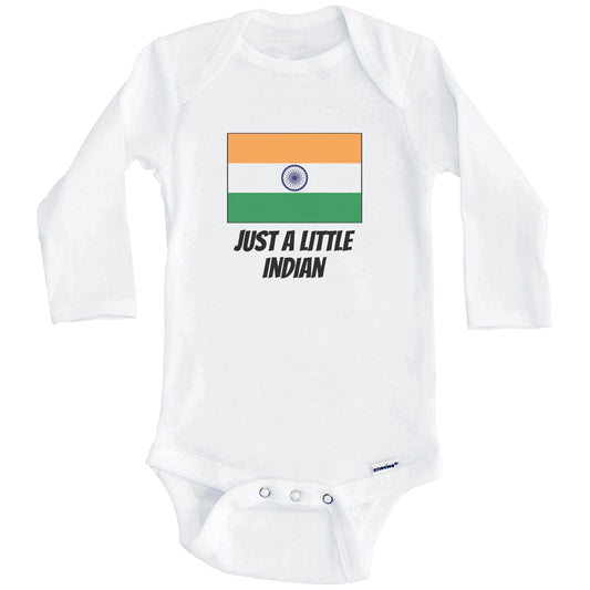 Just A Little Indian Cute India Flag Baby Onesie (Long Sleeves)