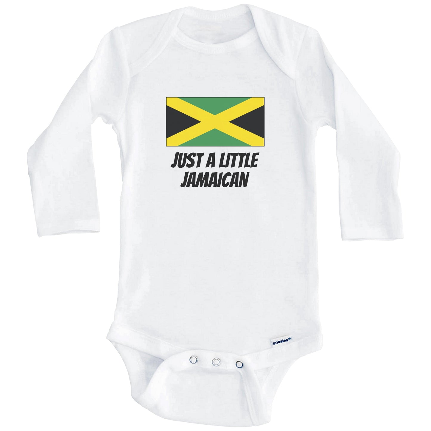 Just A Little Jamaican Cute Jamaica Flag Baby Onesie (Long Sleeves)