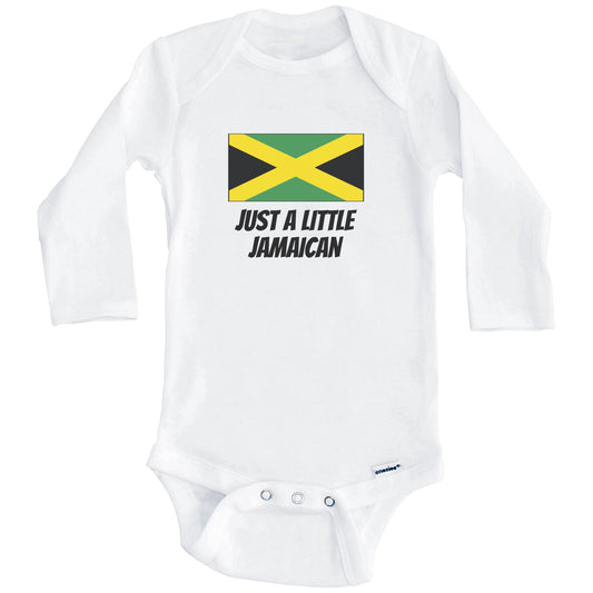 Just A Little Jamaican Cute Jamaica Flag Baby Onesie (Long Sleeves)