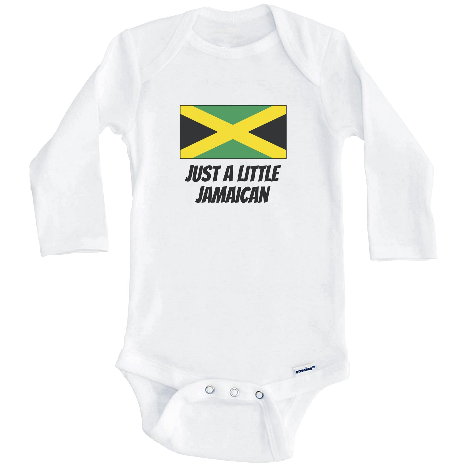 Just A Little Jamaican Cute Jamaica Flag Baby Onesie (Long Sleeves)