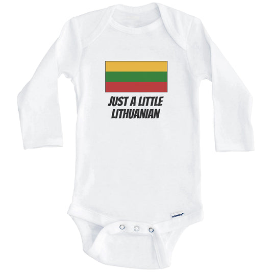 Just A Little Lithuanian Cute Lithuania Flag Baby Onesie (Long Sleeves)