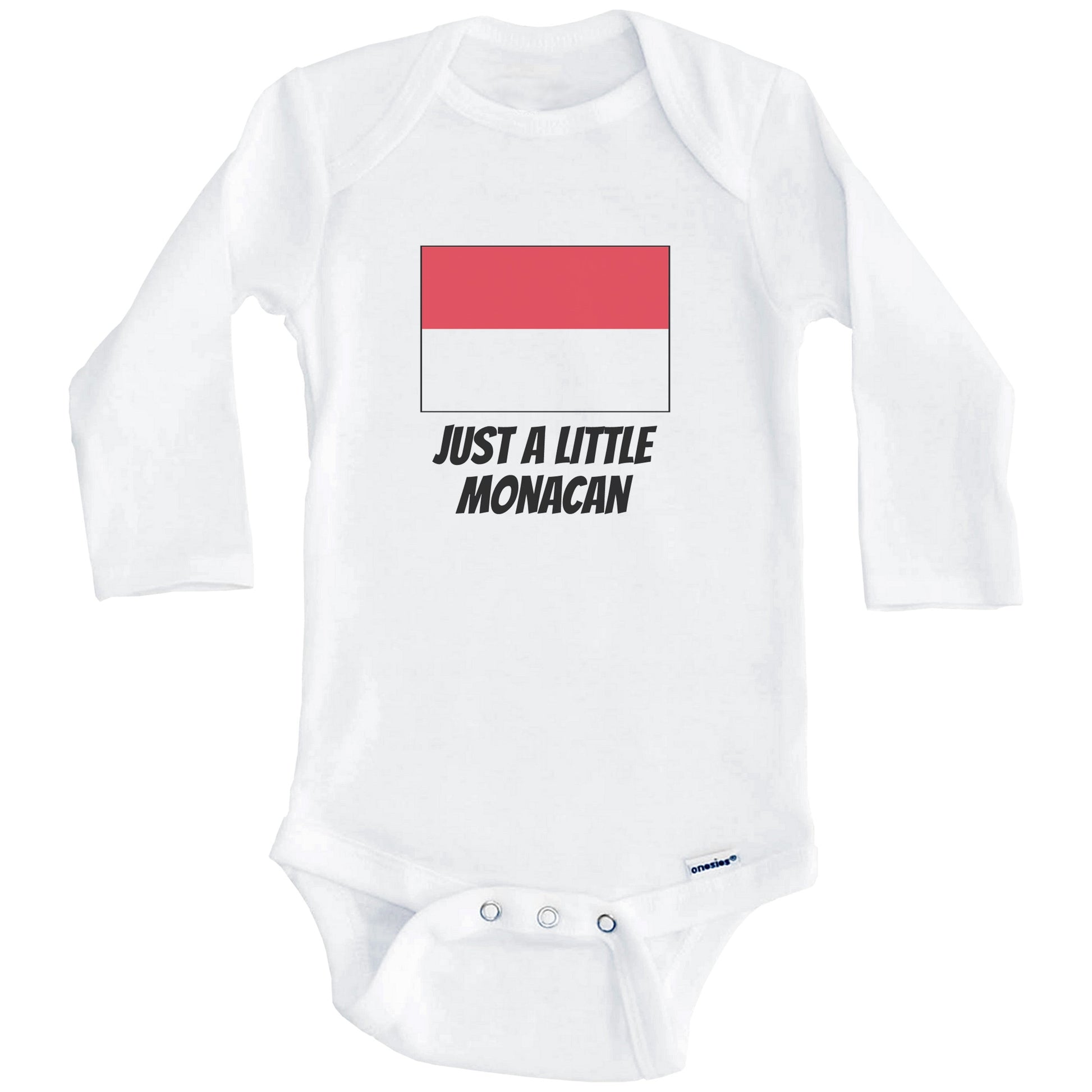 Just A Little Monacan Cute Monaco Flag Baby Onesie (Long Sleeves)