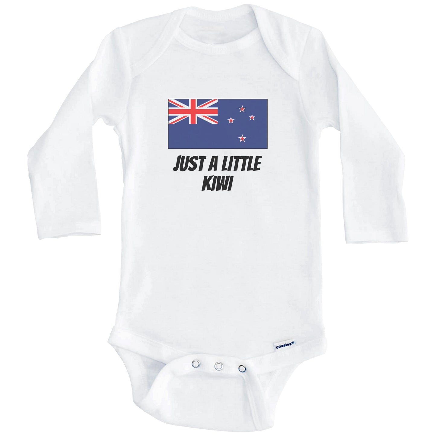 Just A Little Kiwi Cute New Zealand Flag Baby Onesie (Long Sleeves)