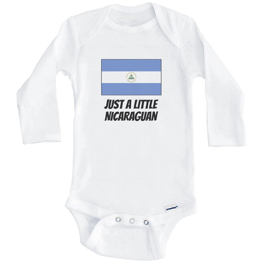 Just A Little Nicaraguan Cute Nicaragua Flag Baby Onesie (Long Sleeves)