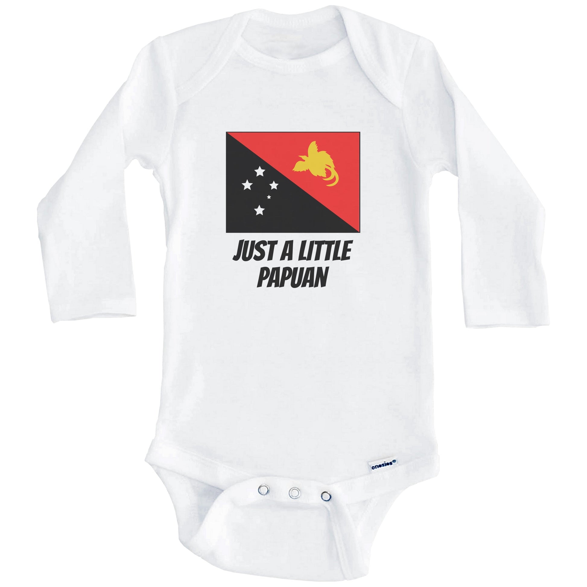 Just A Little Papuan Cute Papua New Guinea Flag Baby Onesie (Long Sleeves)