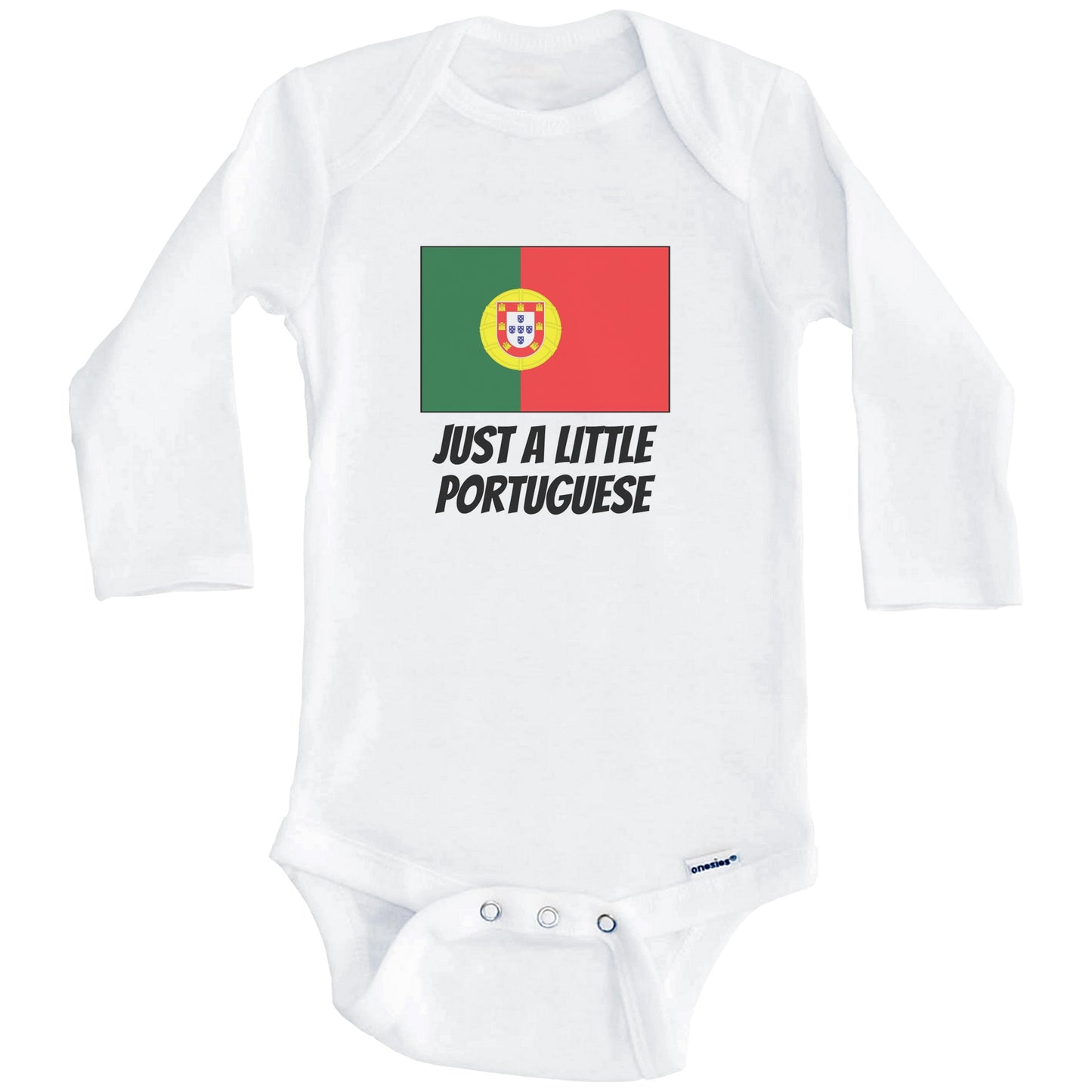 Just A Little Portuguese Cute Portugal Flag Baby Onesie (Long Sleeves)